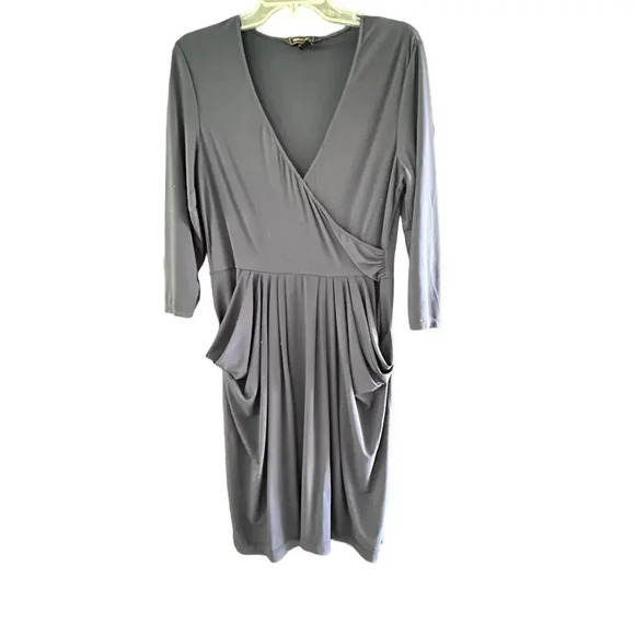 BCBGMAXAZRIA Women's black Long Sleeve Midi Ruffle Dress Size Large - Picture 1 of 8